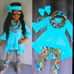 Boutique Toddler kids baby Girl Flower Top set